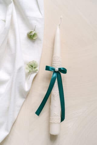 Lumânare stâlp MINI de botez - Verde