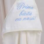 Prosop cu Capișon pentru bebeluși - Prima Băiță cu Nașii - bleu