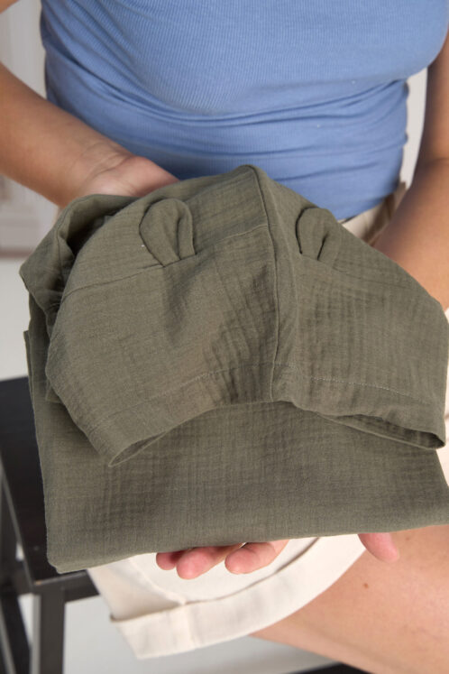 Poncho cu mesaj simpatic din muselină- Kaki - imagine 2