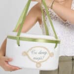 Cufăr buretat din catifea pufoasă - olive