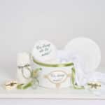 Pachet botez -20% REDUCERE – Cufăr buretat + Trusou PureBebe - olive