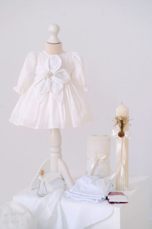 Set complet botez (trusou) - Fleur - ivoire (mânecă lungă) - imagine 2