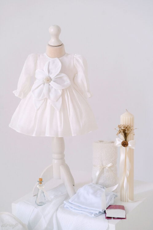 Set complet botez (trusou) - Fleur - ivoire (mânecă lungă) - imagine 5