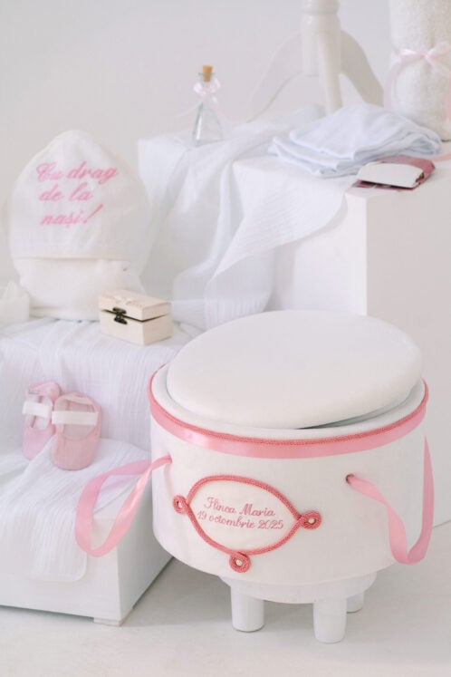 Set complet botez (trusou) - Fleur - roz (mânecă lungă) - imagine 5