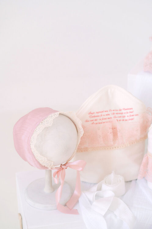 Set complet botez (trusou) - Rază de Borangic - roz (mânecă lungă) - imagine 3