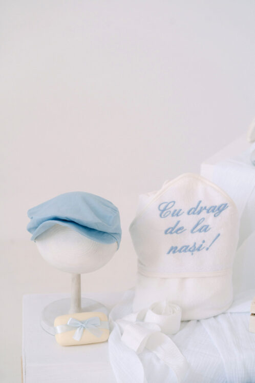 Set complet botez (trusou) - Romeo - bleu ciel - imagine 4