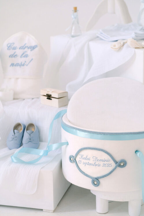Set complet botez (trusou) - Romeo - bleu ciel - imagine 6