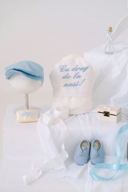 Set complet botez (trusou) - Romeo - bleu ciel - imagine 2