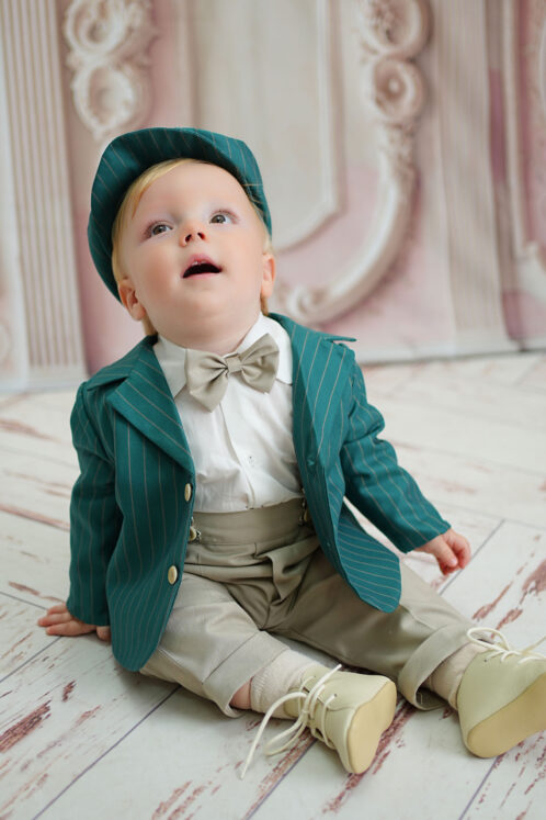 Costum Romeo - dungi - verde - imagine 3