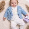 Costum De Botez Bleu Catifea Cu Bretele Anghel Edit Mare