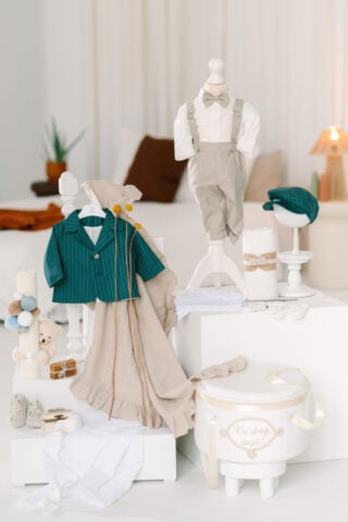 Set complet botez (trusou) - Romeo - verde dungi