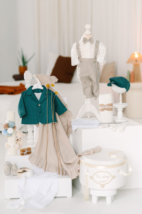 Set complet botez (trusou) - Romeo - verde dungi