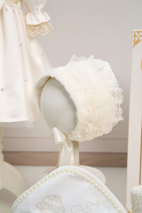 Set botez Celeste și palton Anne + Trusou + Lumânare - ivoire - imagine 6