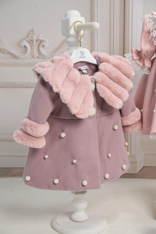 Set botez Celeste și palton Anne + Trusou + Lumânare - roz - imagine 11