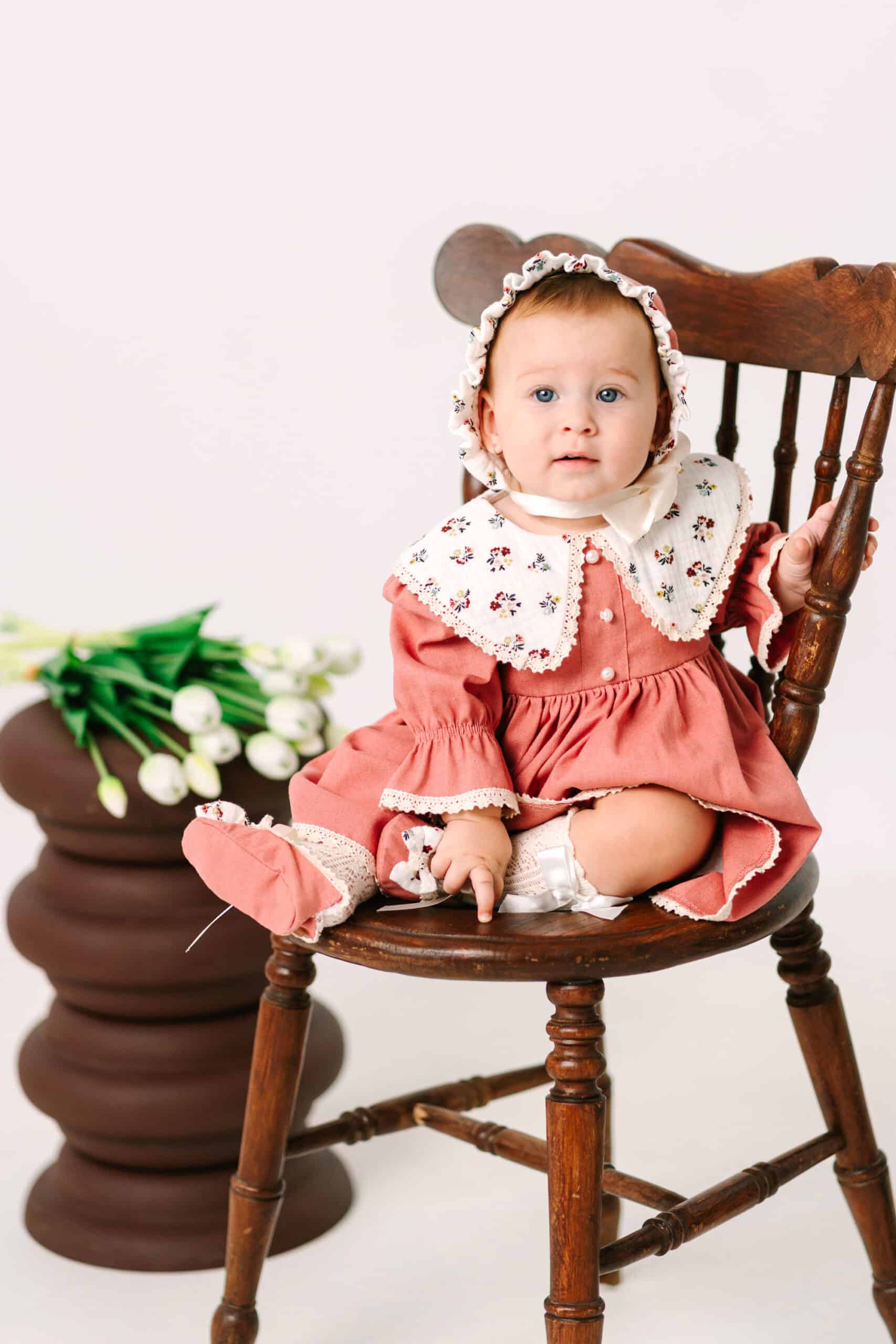 Set botez fete 3 piese - Pavlova - roz Pudră 2 Set botez fete 3 piese - Pavlova - roz Pudră - imagine 2