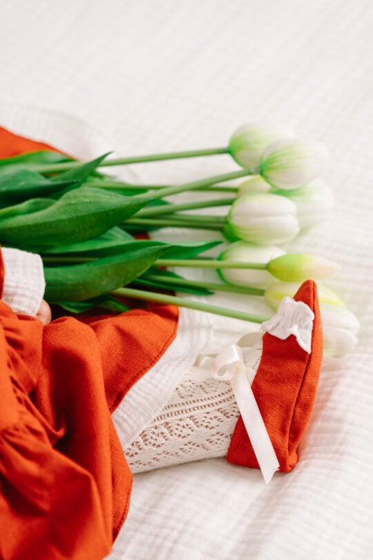 Set botez fete 3 piese - Petite Coeur - roșu Scorțișoară - imagine 3