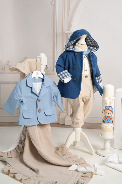 Set Theo gri bleu+ Jachetă Sky + Trusou + Lumânare - imagine 3