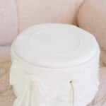 Cufăr botez Rază de Borangic buretat din catifea pufoasă - alb-ivoire