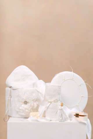 ✨ Pachet botez cu -20% REDUCERE – Cufăr buretat FLOARE + Trusou PureBebe