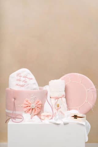 ✨ Pachet botez cu -20% REDUCERE – Cufăr buretat FUNDĂ + Trusou PureBebe