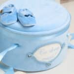 Cufăr botez COLOR buretat din catifea pufoasă - bleu