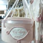 Cufăr botez COLOR buretat din catifea pufoasă - ROZ