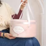 Cufăr botez COLOR buretat din catifea pufoasă - roz