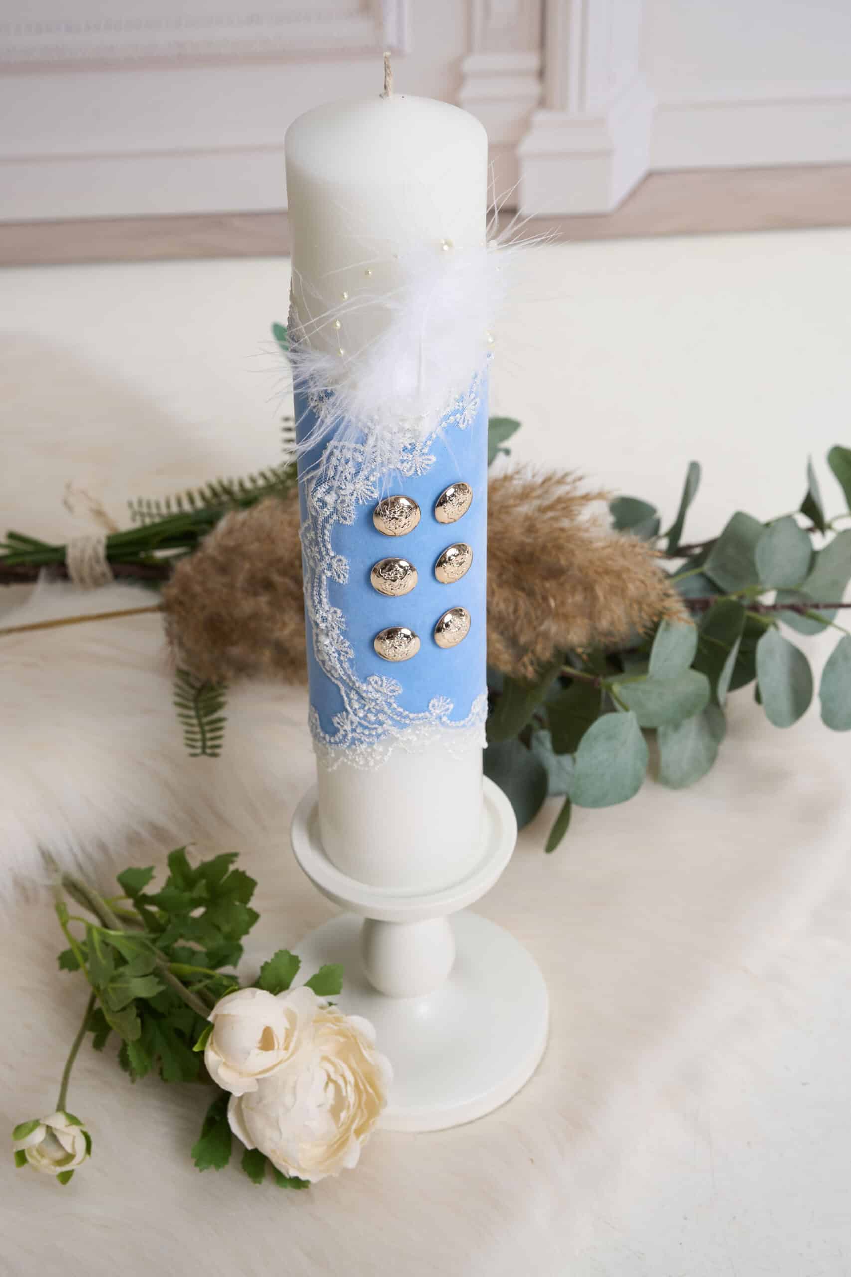 Lumânare botez A34 - bleu 3 Lumânare botez A34 - bleu - imagine 3