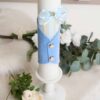 Lumanare De Botez Botez Baieti Catifea Bleu Cu Vesta