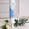 Lumanare De Botez Botez Baieti Catifea Bleu Cu Vesta