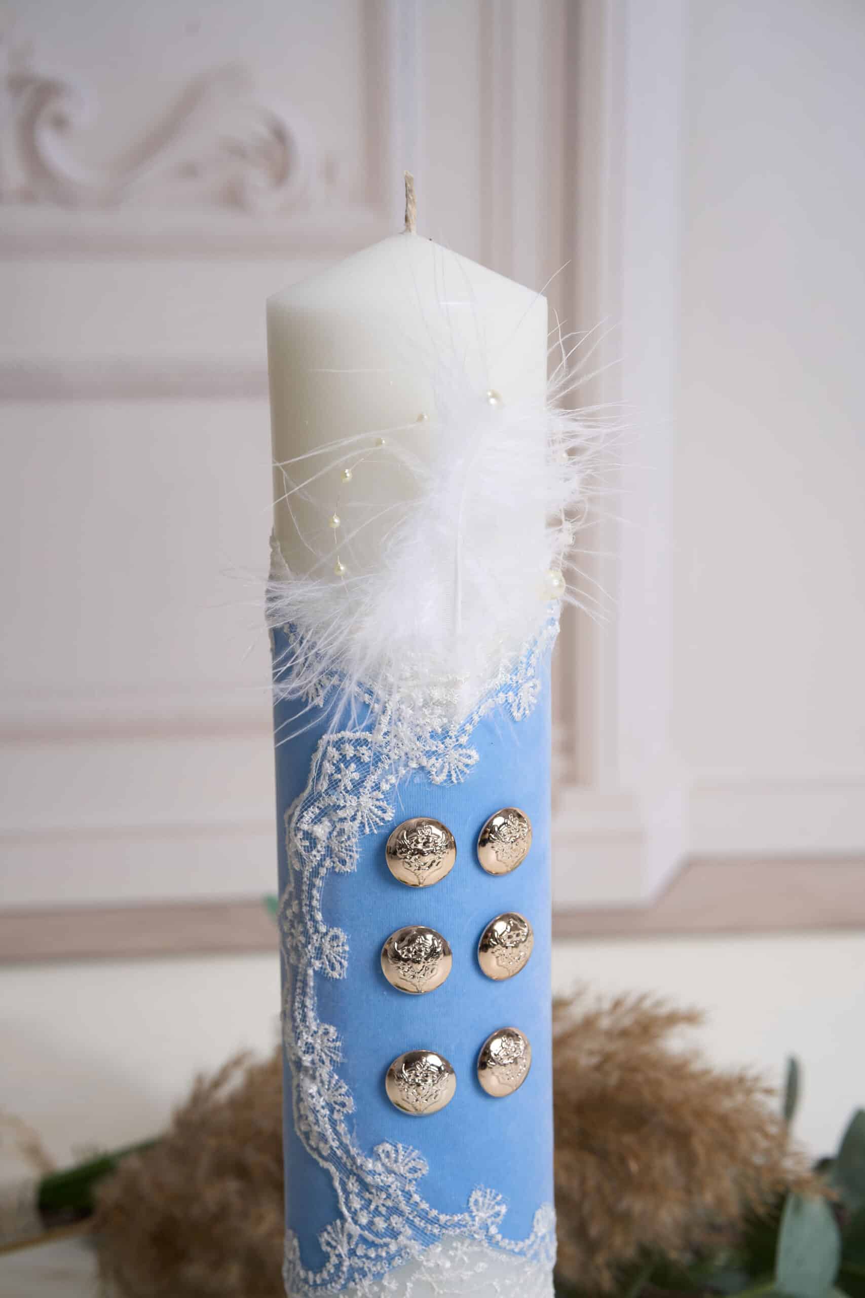 Lumânare botez A34 - bleu 4 Lumânare botez A34 - bleu - imagine 4