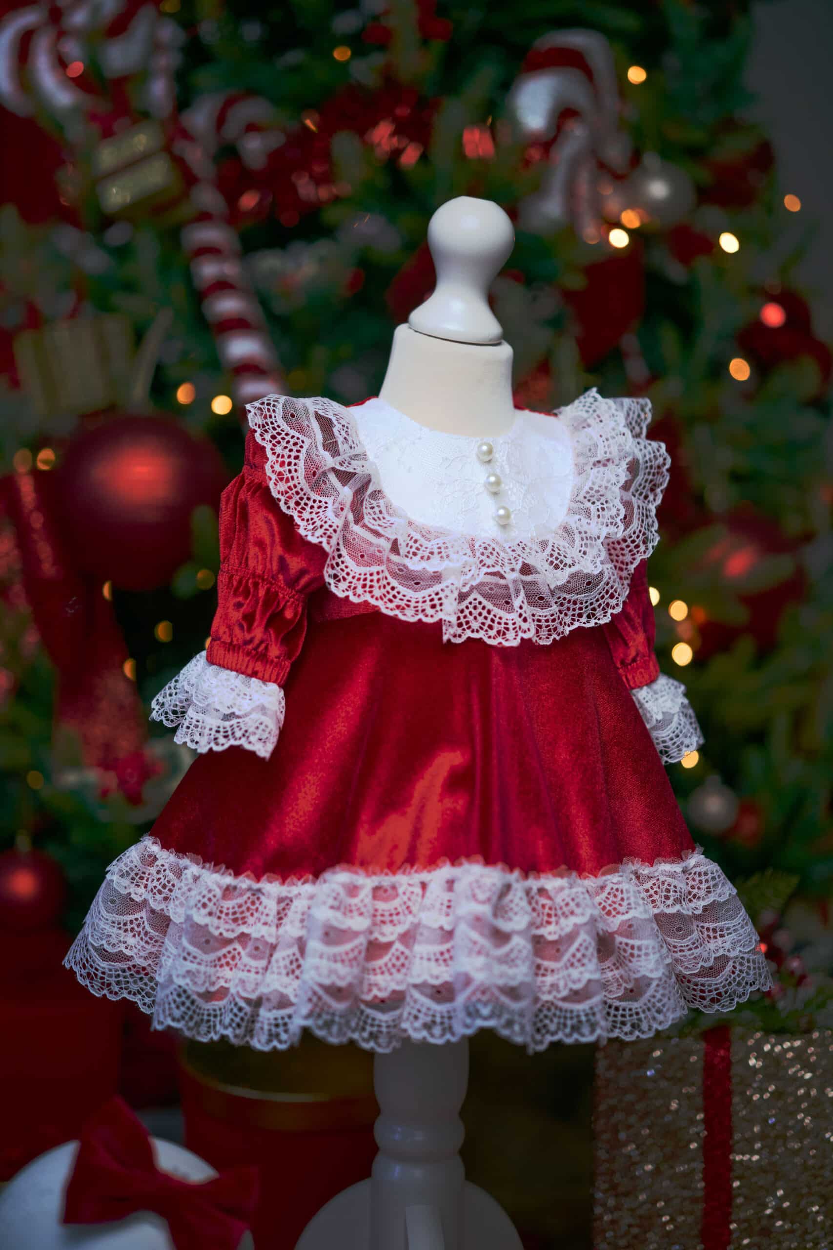 Rochie Crăciun Rosalie pentru bebeluși - roșu 3 Rochie Crăciun Rosalie pentru bebeluși - roșu - imagine 3