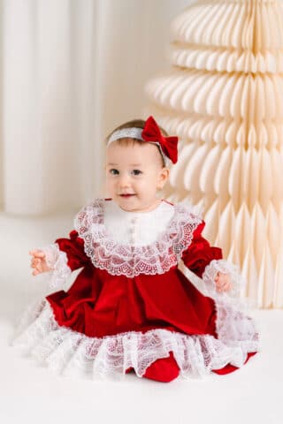 Rochie Crăciun Rosalie pentru bebeluși - roșu