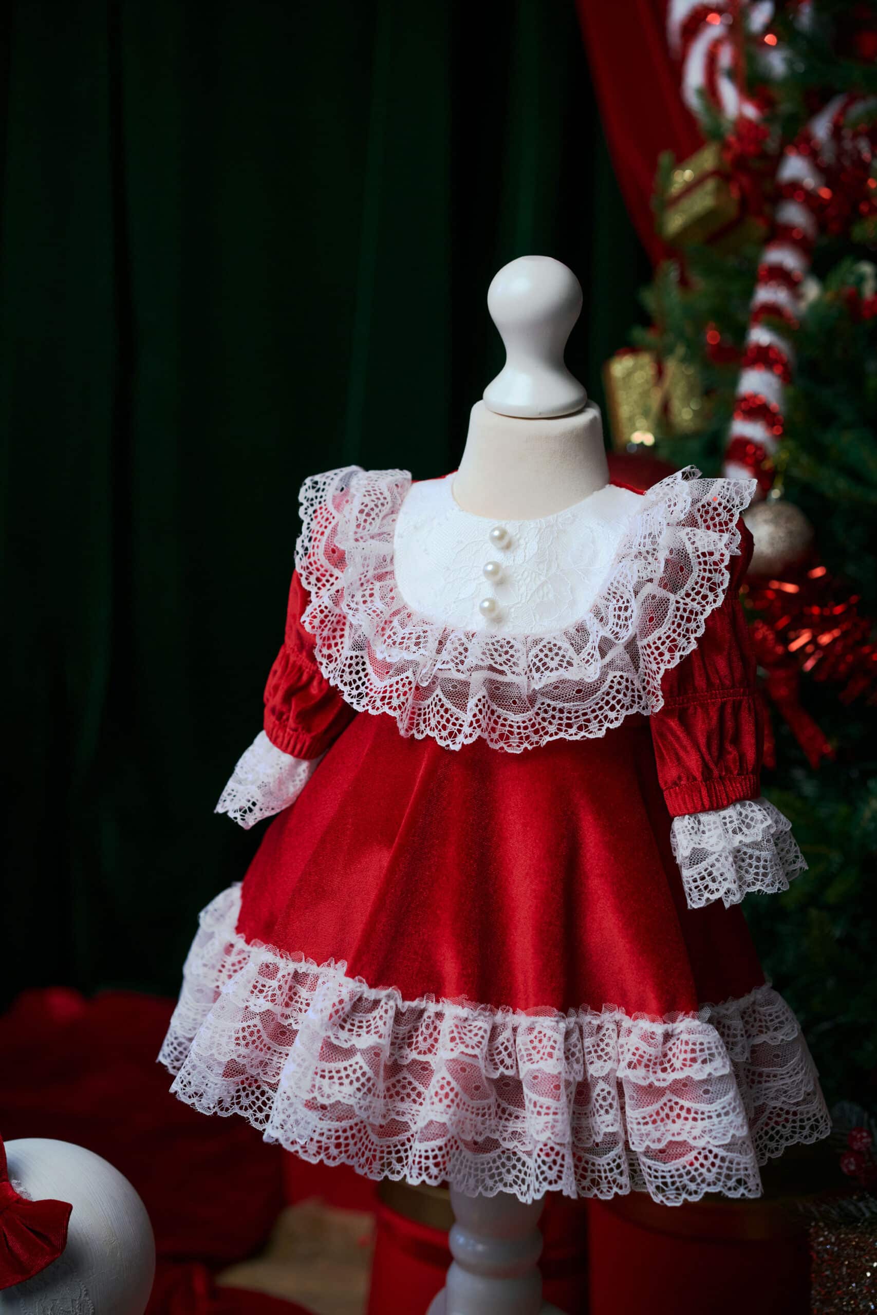 Rochie Crăciun Rosalie pentru bebeluși - roșu 4 Rochie Crăciun Rosalie pentru bebeluși - roșu - imagine 4