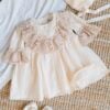 Rochie Dantela Bunicii Crem Cu Perle