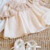 Rochie Dantela Bunicii Crem Cu Perle