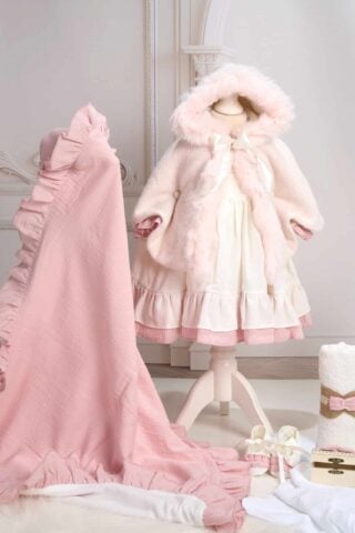 Set De Botez Esential Rochie Petit Coeur Capa Gluga