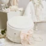 Cufăr botez Rază de Borangic buretat din catifea pufoasă - grej