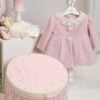 Trusou Complet De Botez Olympia Rochie Cu Palton Cu Perle