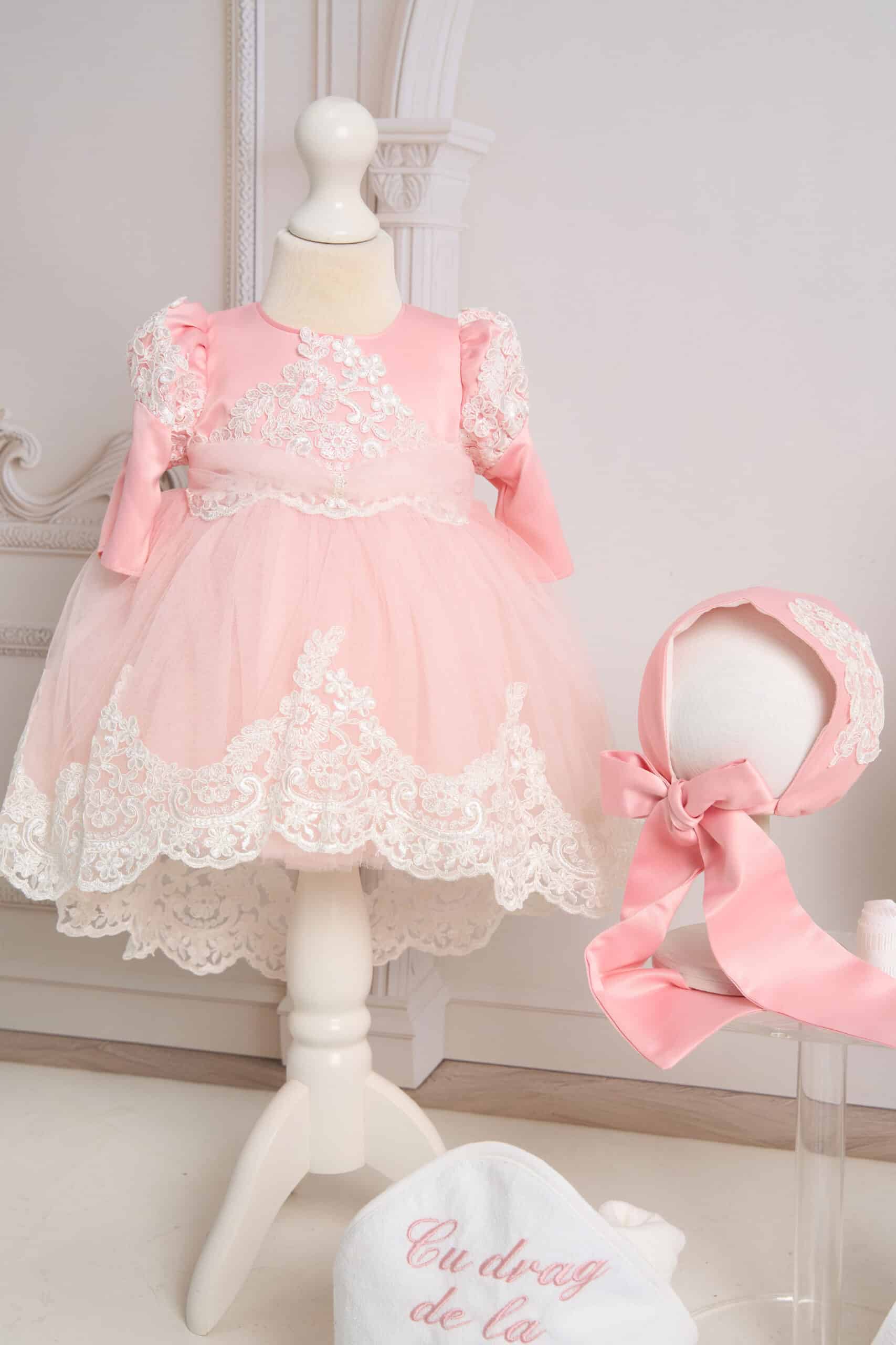 Rochiță Caroline - roz (mânecă lungă) 5 Rochiță Caroline - roz (mânecă lungă) - imagine 5