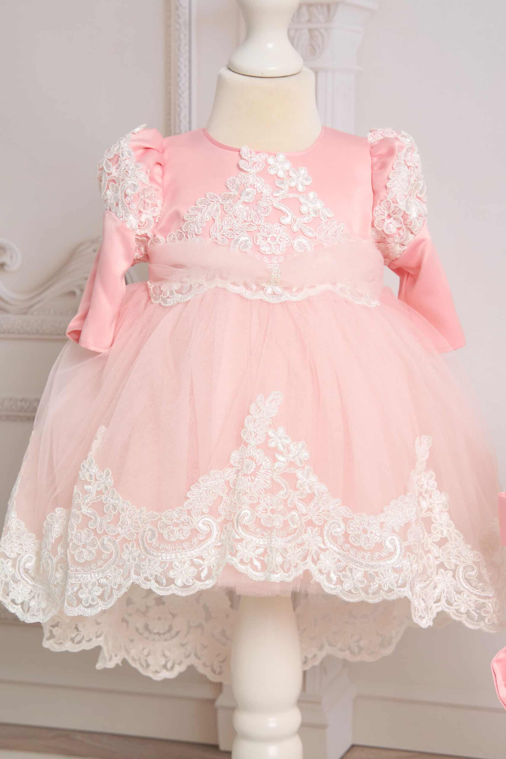 Rochiță Caroline - roz (mânecă lungă) 4 Rochiță Caroline - roz (mânecă lungă) - imagine 4