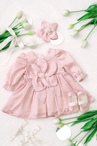 Rochiță Fleur - roz vintage (mânecă lungă)