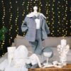 Set De Botez Baieti Stofa Jacheta Blana Mihail Gri Andreeatex