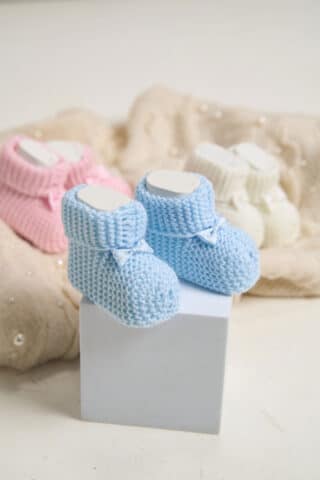 Botoșei tricotați 0-3luni - bleu