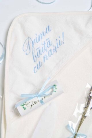 Cutie Pentru Prima Baita Prosop Cu Capison Cu Nasii Bleu