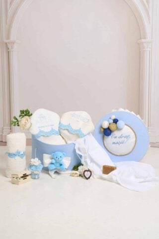 Pachet Botez Baiat Cufar Cu Baloane Trusou Bleu