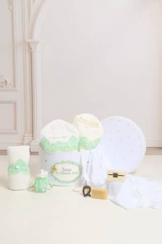 Pachet botez -15% REDUCERE - Cufăr Mentă + Trusou botez - mentă