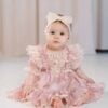 Rochita De Botez Raza Borangic Roz Maneca Scurta 9