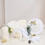 Pachet botez -15% REDUCERE - Cufăr - Ursuleț cu baloane - Ivoire + Trusou botez - ivoire