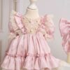 Trusou Complet De Botez Raza Borangic Roz Maneca Scurta